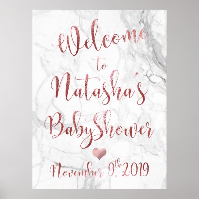 Poster PixDezines Marble/Faux Rosa Dourado #Babyshower We (Frente)