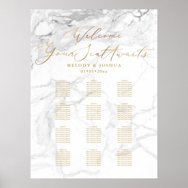 Poster PixDezines Mármore + Falso Dourado Script, Gráfico (Frente)