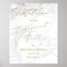 PixDezines Mármore+Faux Ouro Bem-vindo Noivado