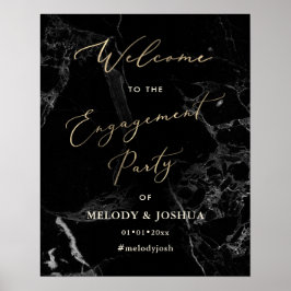 Poster PixDezines Mármore + Ouro Falso Sinal de Boas-Vind