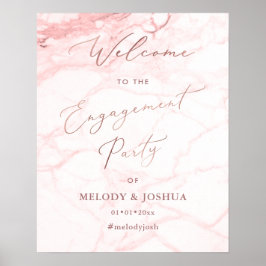 Poster PixDezines Mármore Rosa Dourado Bem-vindo Noivado