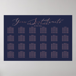 Poster PixDezines Navy+Rose Gold Script, Plano de Assento