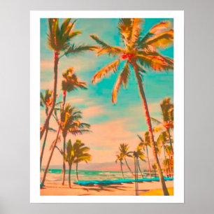 Póster PixDezines Praias Havaianas Vintage