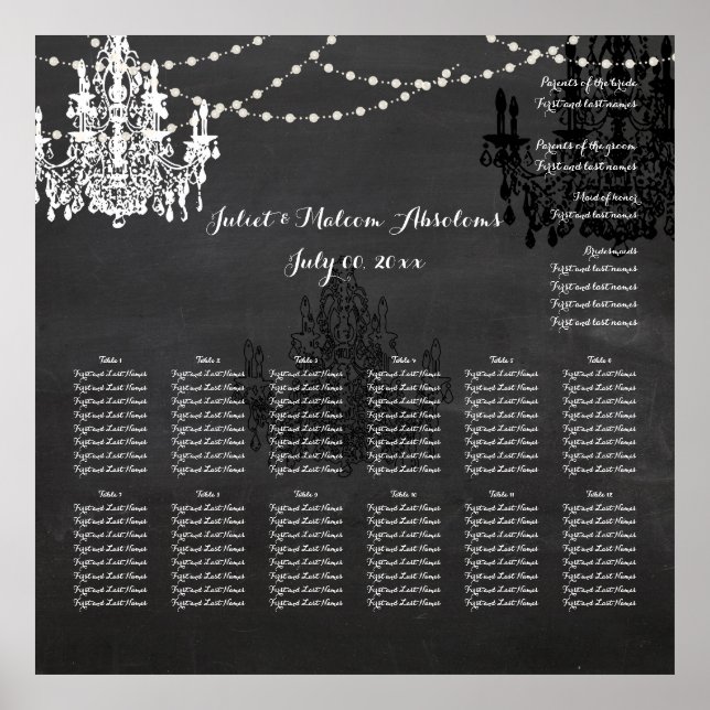 Poster PixDezines quadro de giz/cristais/lista de assento (Frente)