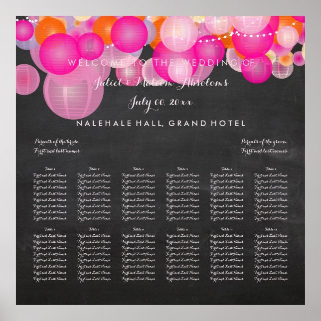 Poster PixDezines Rosa/Laranja/Lanternas/gráfico de assen (Frente)