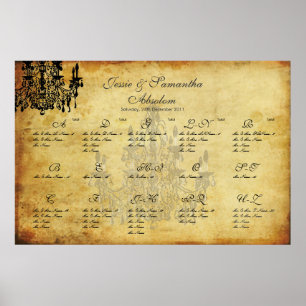 Póster PixDezines vintage chandelier/plano de assentos/Al