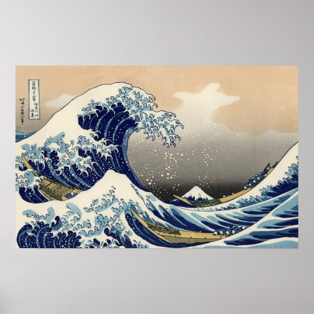 Poster PixDezines Vintage, Excelente Wave, Hokusai 葛 飾 北  (Frente)