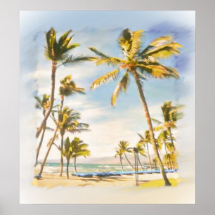 Póster PixDezines vintage hawaiian Beach