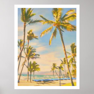 Póster PixDezines vintage hawaiian beach