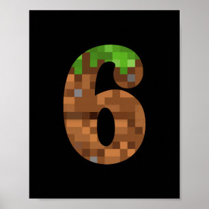 Poster Pixel 6º Aniversário Número Seis 6 Anos de Idade 6