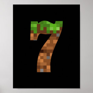 Poster Pixel aniversário de 7 anos Número Sete 7 anos de 