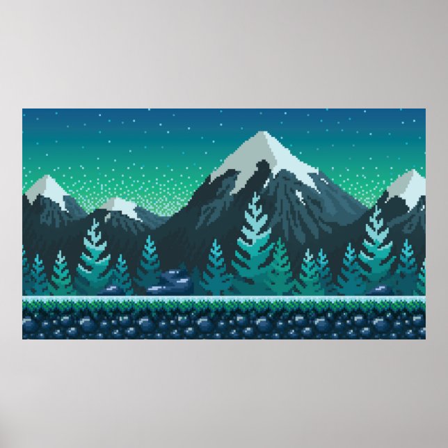 Poster Pixel art tela de fundo contínua. Localização com  (Frente)