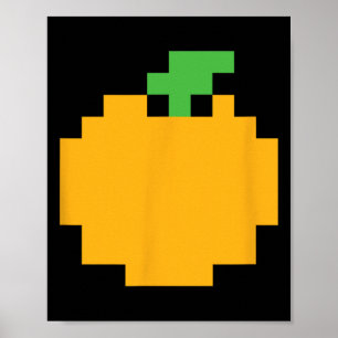 Poster Pixel Laranja Jogo de Vídeo dos Anos 80 Halloween 