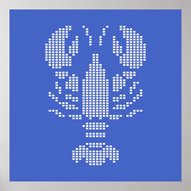 Poster Pixel Lobster Emblem Mosaic (Frente)
