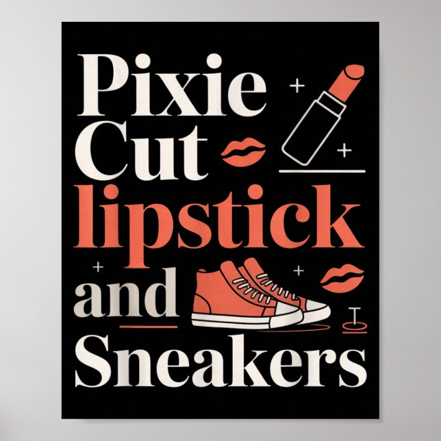 Poster Pixie cut lipstick and sneakers short hair style  (Frente)