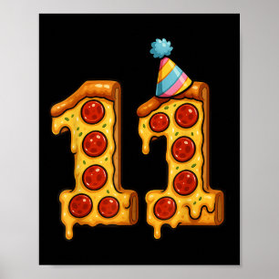Poster Pizza 11 Birthday, Festa De 11 Anos, Hat Bday