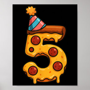 Poster Pizza 5 Birthday, 5 Anos Festa Hat Bday