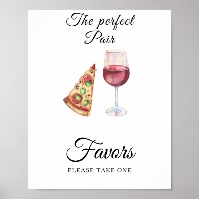 Poster pizza and wine bridal shower Favors  (Frente)