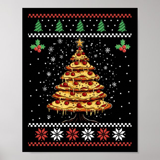 Poster Pizza Árvore de Natal Feia Doce Natal Xmas F (Frente)