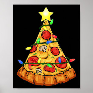 Poster Pizza Árvore de Natal Luzes Diversas Rapazes Crian