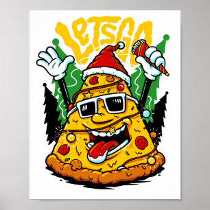 Poster Pizza Árvore Luzes de Natal Alegre Crustmas Natal