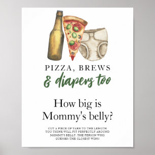 Poster Pizza, Cervejas e Fraldas Qual é o tamanho da barr