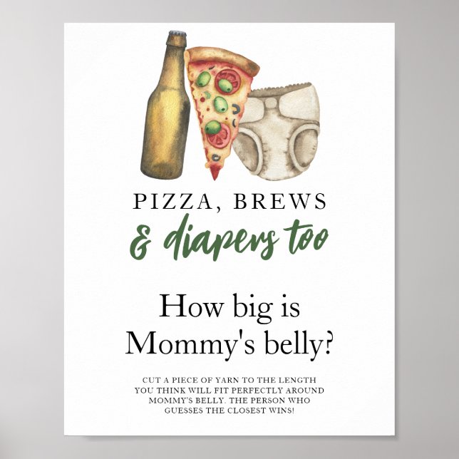 Poster Pizza, Cervejas e Fraldas Qual é o tamanho da barr (Frente)