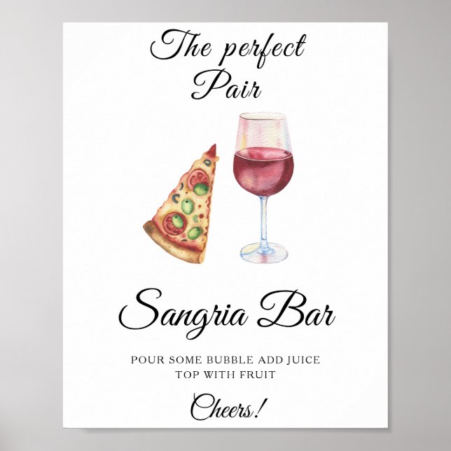 Poster Pizza de Pizza Chá de panela de vinho Sangria bar (Frente)