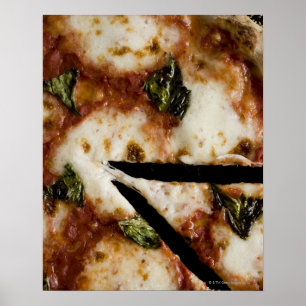 Póster pizza de queijo madeira-ateada fogo