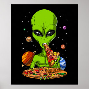 Poster Pizza Espacial de Comida de alienígena