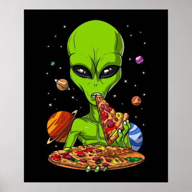 Poster Pizza Espacial de Comida de alienígena (Frente)