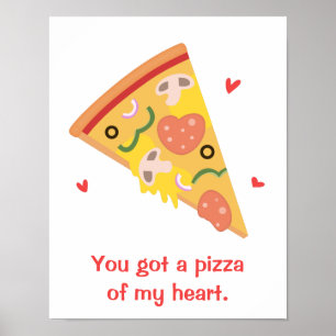 Póster Pizza Fofa do Meu Coração Humor Amor Punção