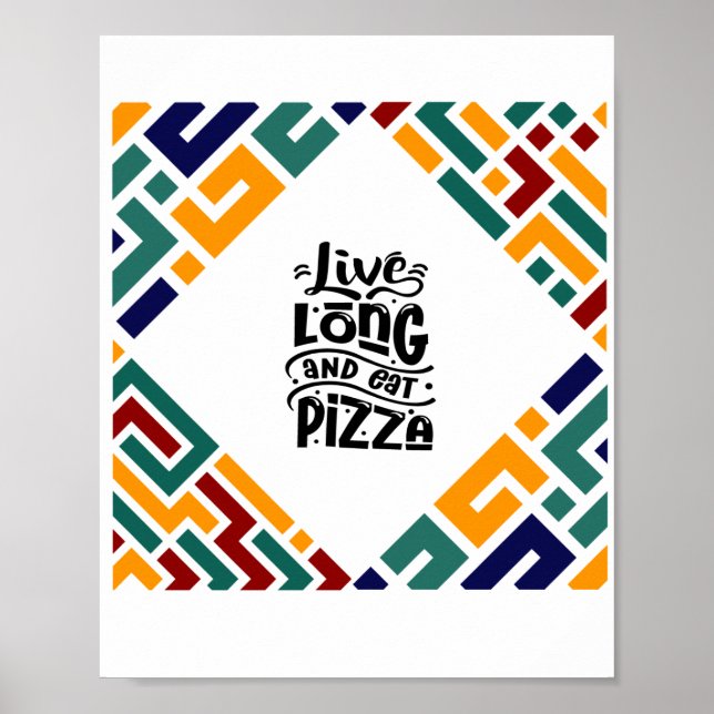 Poster Pizza longa e comida ao vivo (Frente)