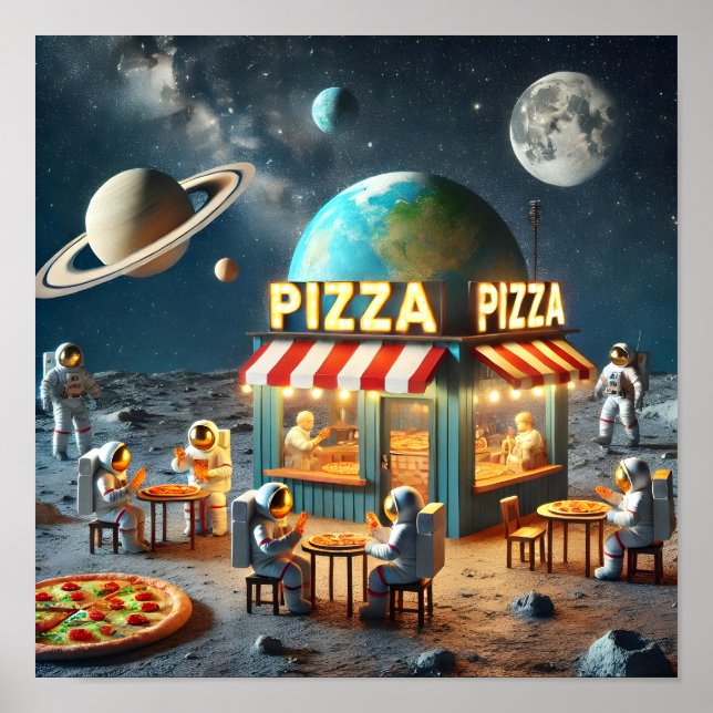 Poster Pizza Lunar Compra Espacial-Trabalho de arte (Frente)