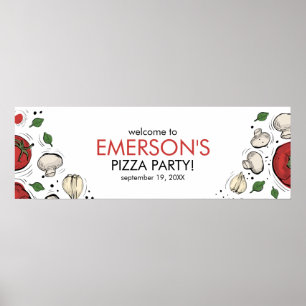 Poster Pizza Party Birthday - Banner de boas-vindas Poste