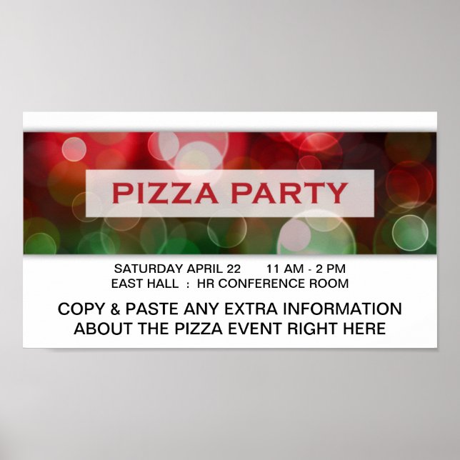 Poster pizza party bokeh (Frente)
