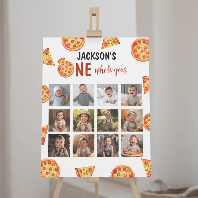 Poster Pizza Party Boy Birthday Photo Milestone Sinal (Criador carregado)