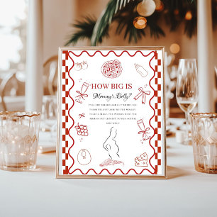 Poster Pizza Red Baby Quão grande é o sinal de chá de fra