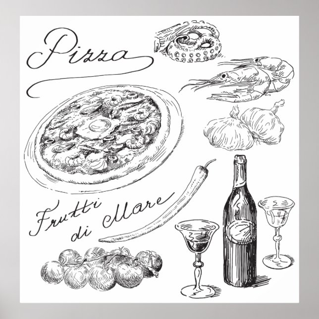 Póster Pizza Sketch (Frente)