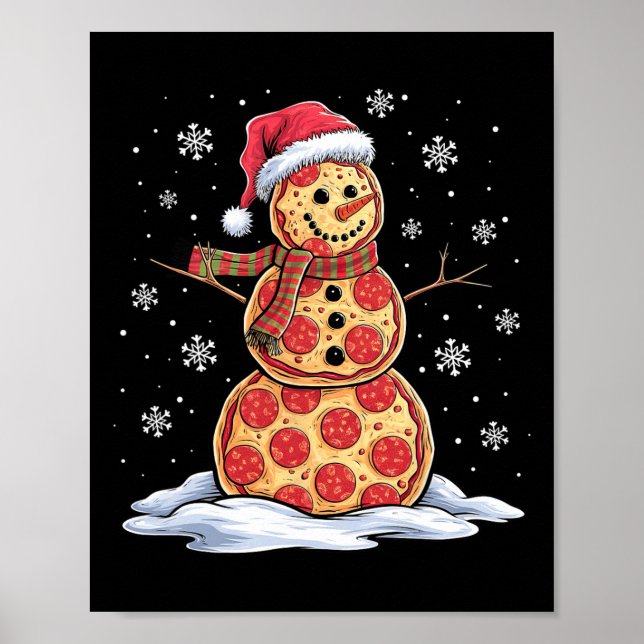 Poster Pizza Snowman - Santa Hat - Festa de Pizza de Nata (Frente)