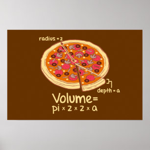 Póster Pizza Volume Fórmula Matemática = Pi*z*z*a