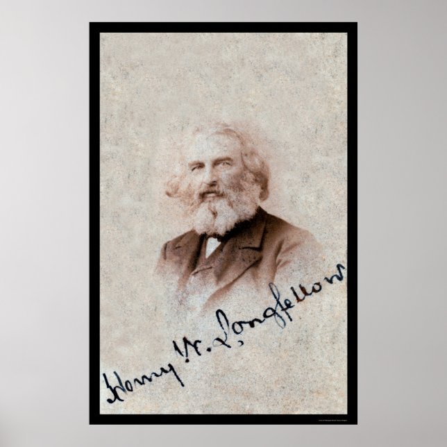 Póster Placa Assinada Por Henry Longfellow 1860 (Frente)