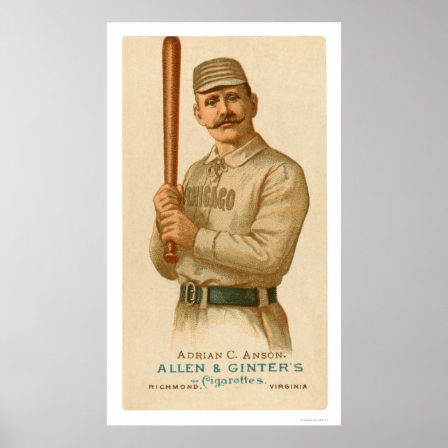 Póster Placa Baseball Anson de boné 1887 (Frente)