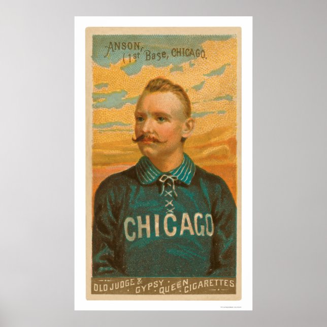 Póster Placa Baseball Anson de boné 1888 (Frente)