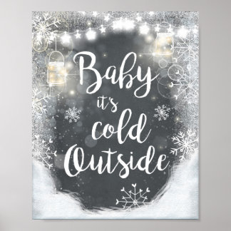 Poster Placa Bebê Está Frio Lá Fora Decoração de Inverno