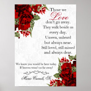 Poster Placa Comemorativa - Flores Vermelho Escuro