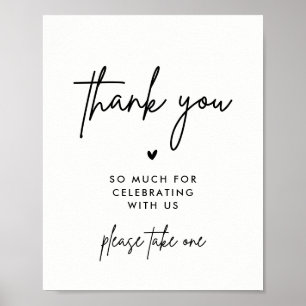 Poster Placa de Agradecimento de Casamento Minimalista Po