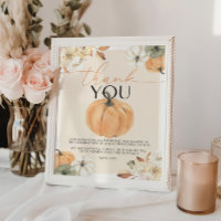 Placa de Agradecimento para Chá de Bebê Abóbora