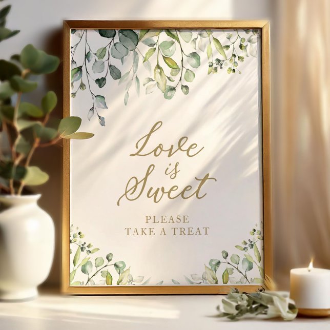 Poster Placa de Amor Doce com Eucalipto Verde (Criador carregado)