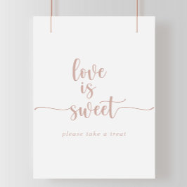 Poster Placa de Amor em Caligrafia Dourado Rosa é Doce